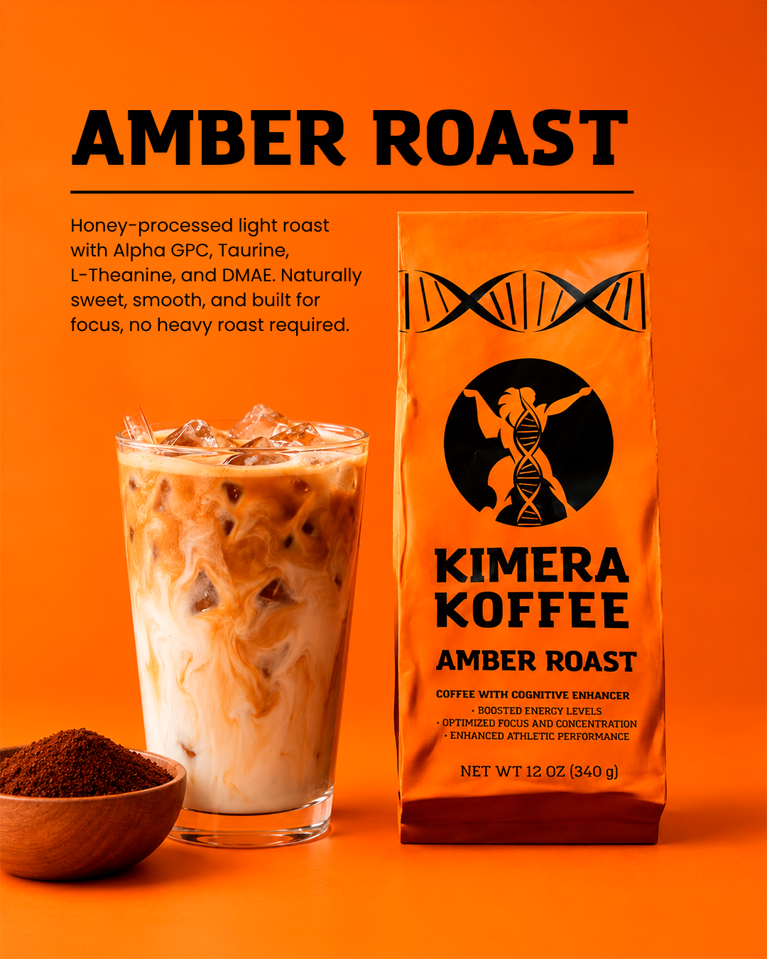 Amber Blend Honey Processed Coffee with Alpha GPC (12oz)