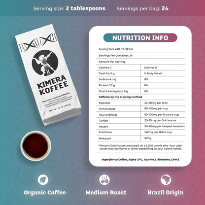 New - Original Blend Organic Ground - Nootropic Infused Coffee (8oz) Kimera Koffee LLC